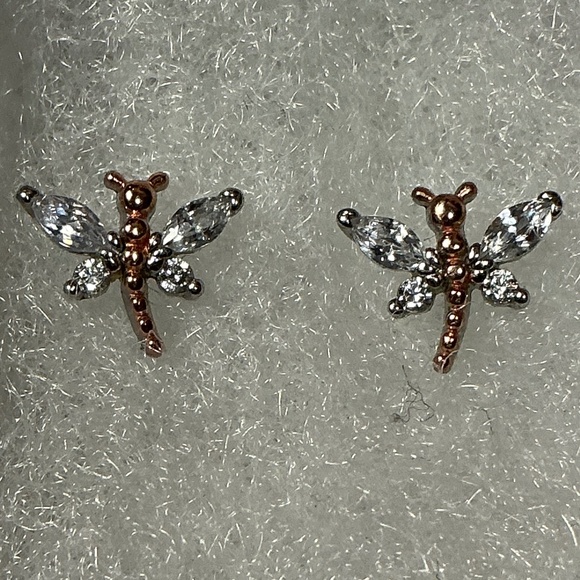 Sterling Silver Dragonfly Stud Earrings - Picture 1 of 6